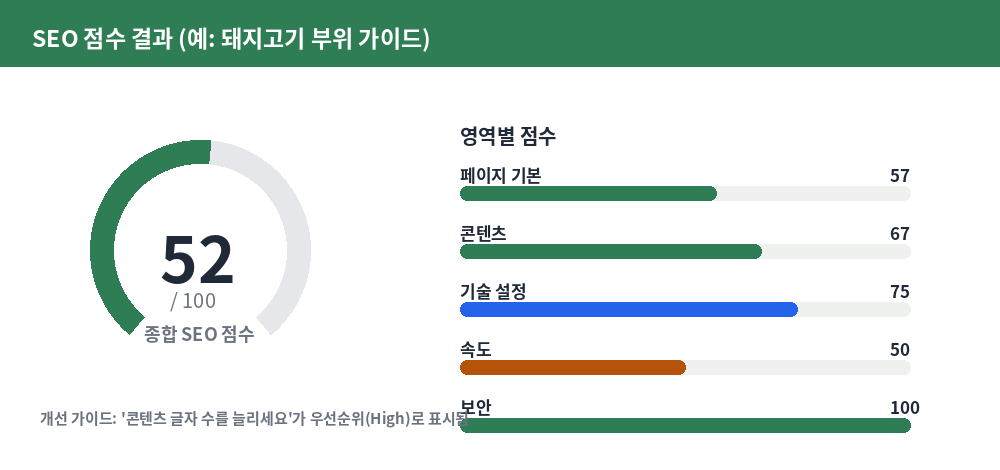 SEO 점수 결과